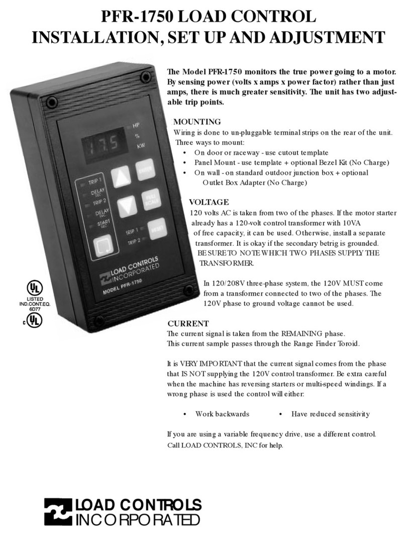 LOAD CONTROLS PFR-1750 Setup guide
