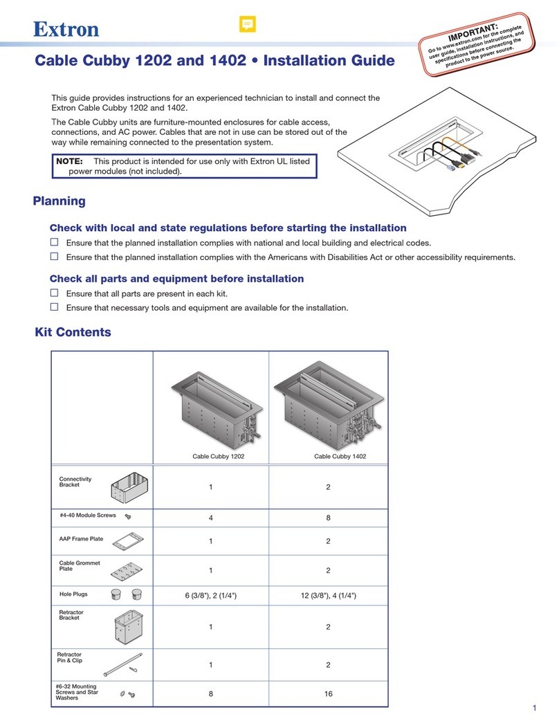 Extron electronics Cable Cubby 1202 User manual