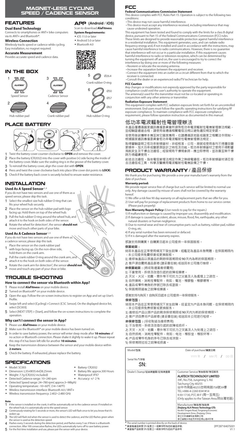 alatech SC003 User manual