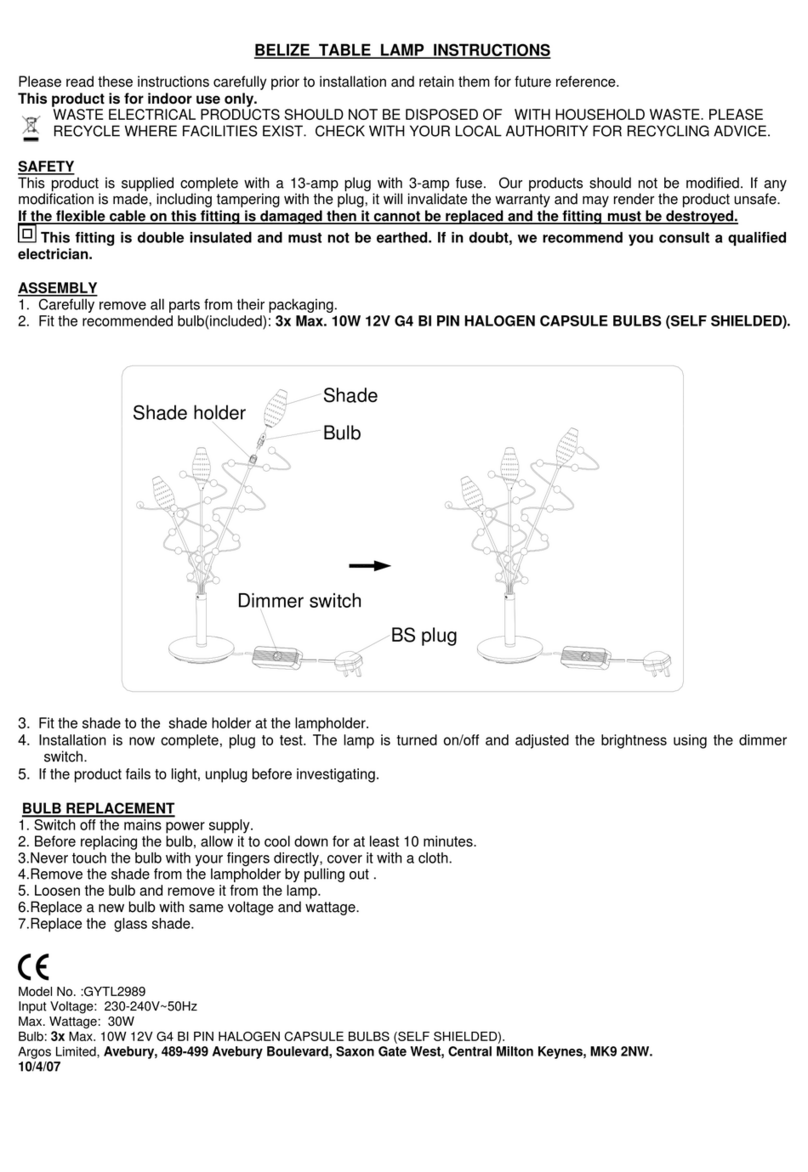 Argos BELIZE TABLE LAMP User manual
