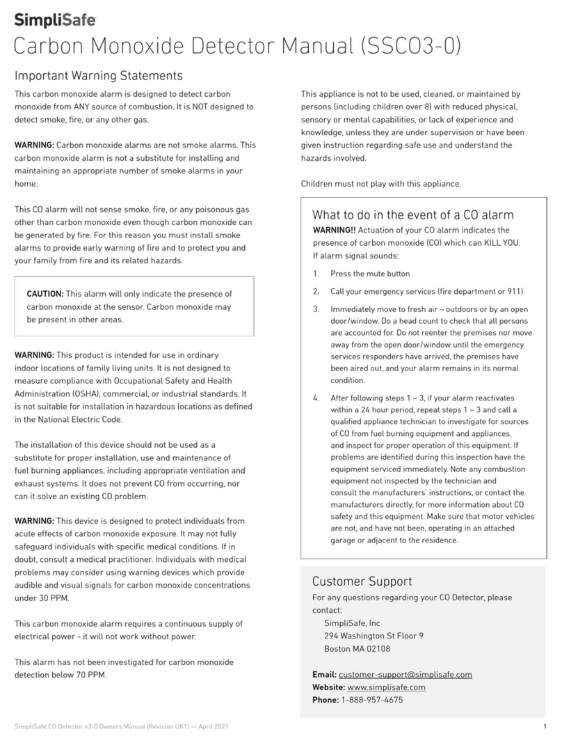 SimpliSafe SSCO3-0 User manual