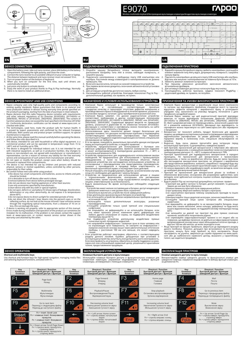 Rapoo E9070 User manual