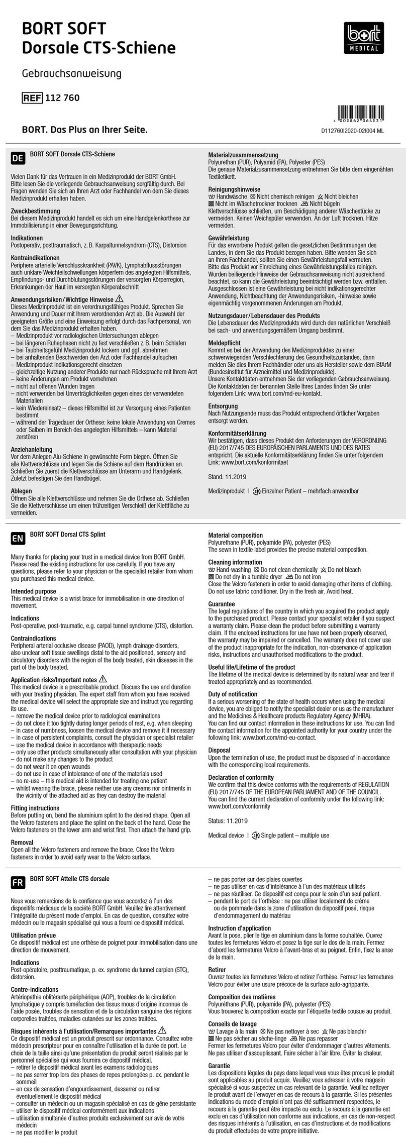 bort medical SOFT User manual