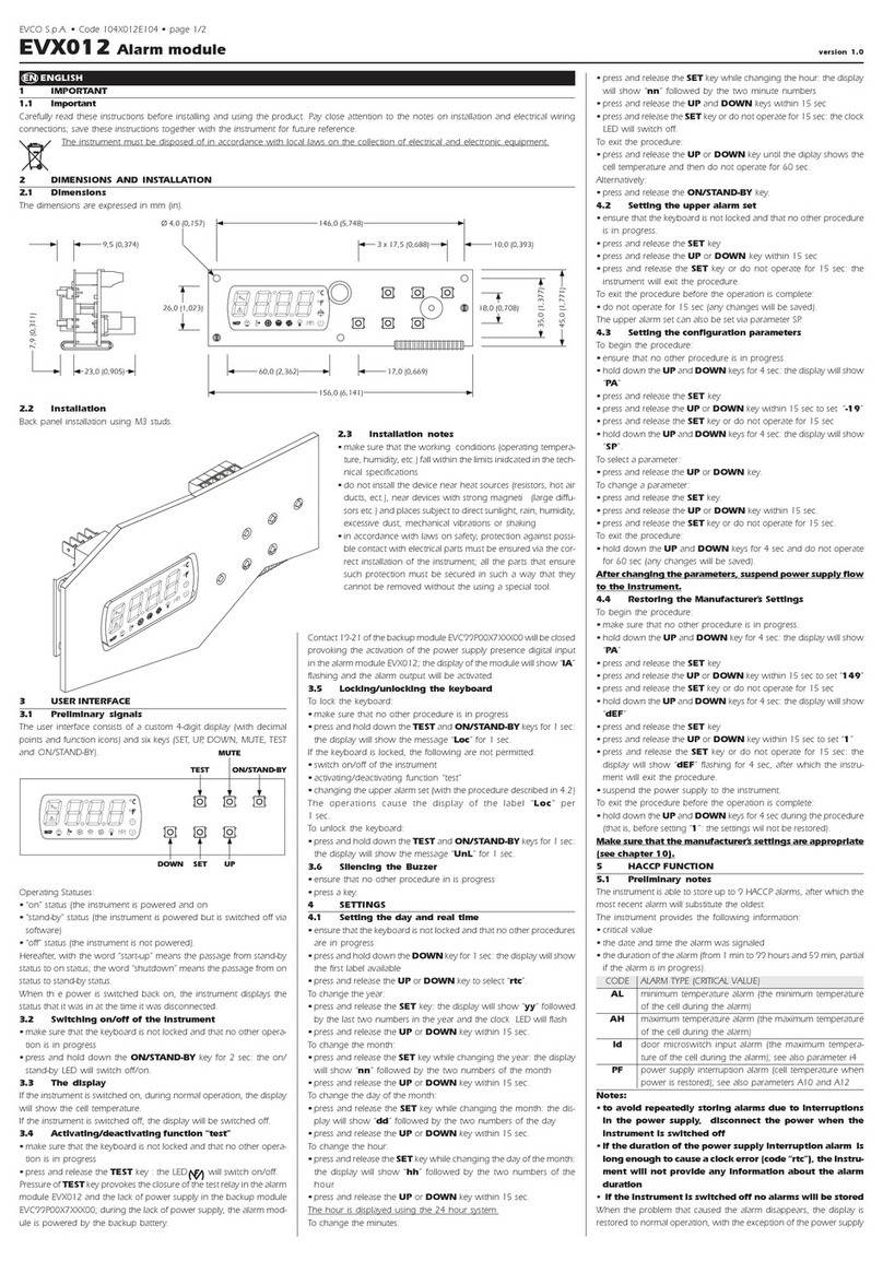 Evco EVX012 User manual