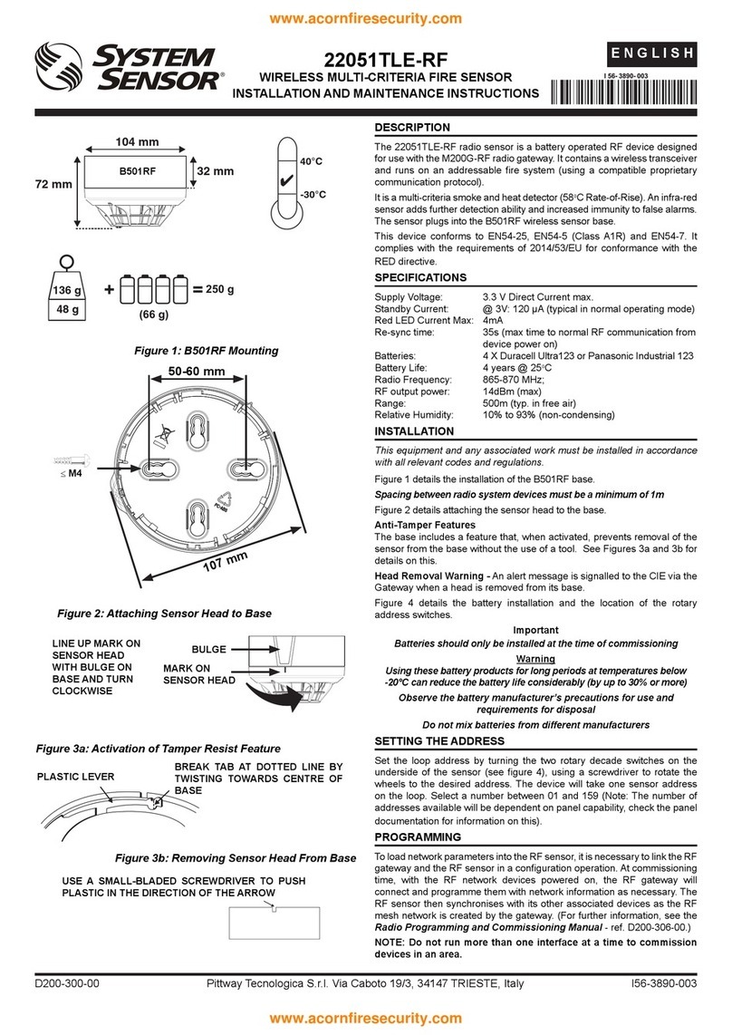 System Sensor 22051TLE-RF-26 Installation and maintenance instructions