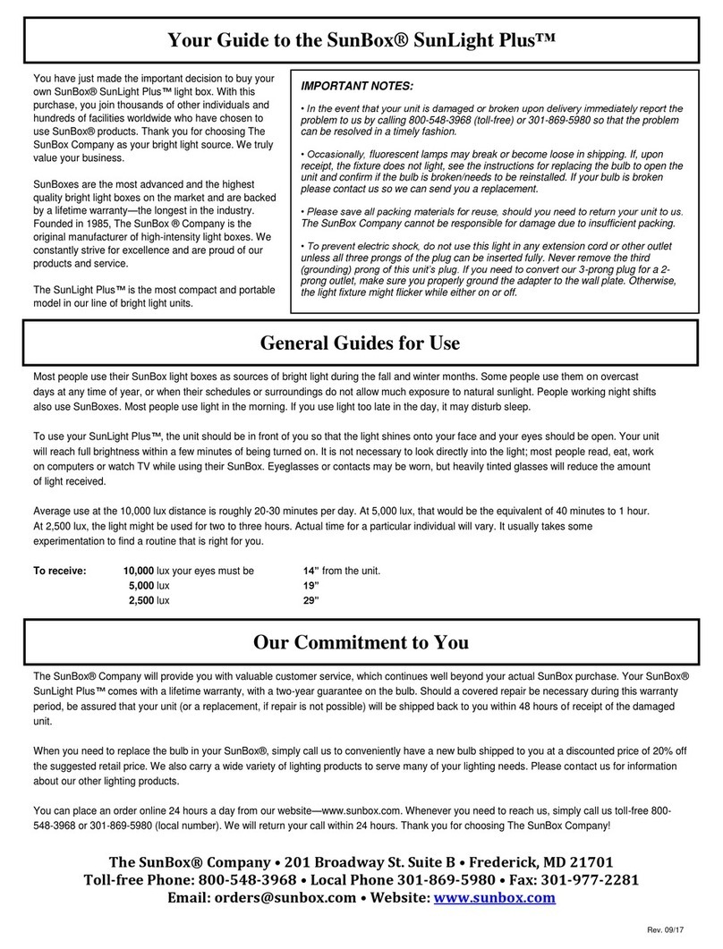 Sunbox SunLight Plus User manual