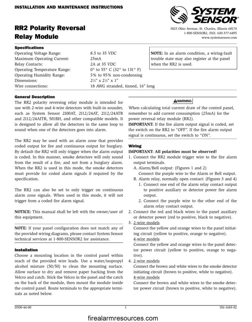 System Sensor RR2 User manual