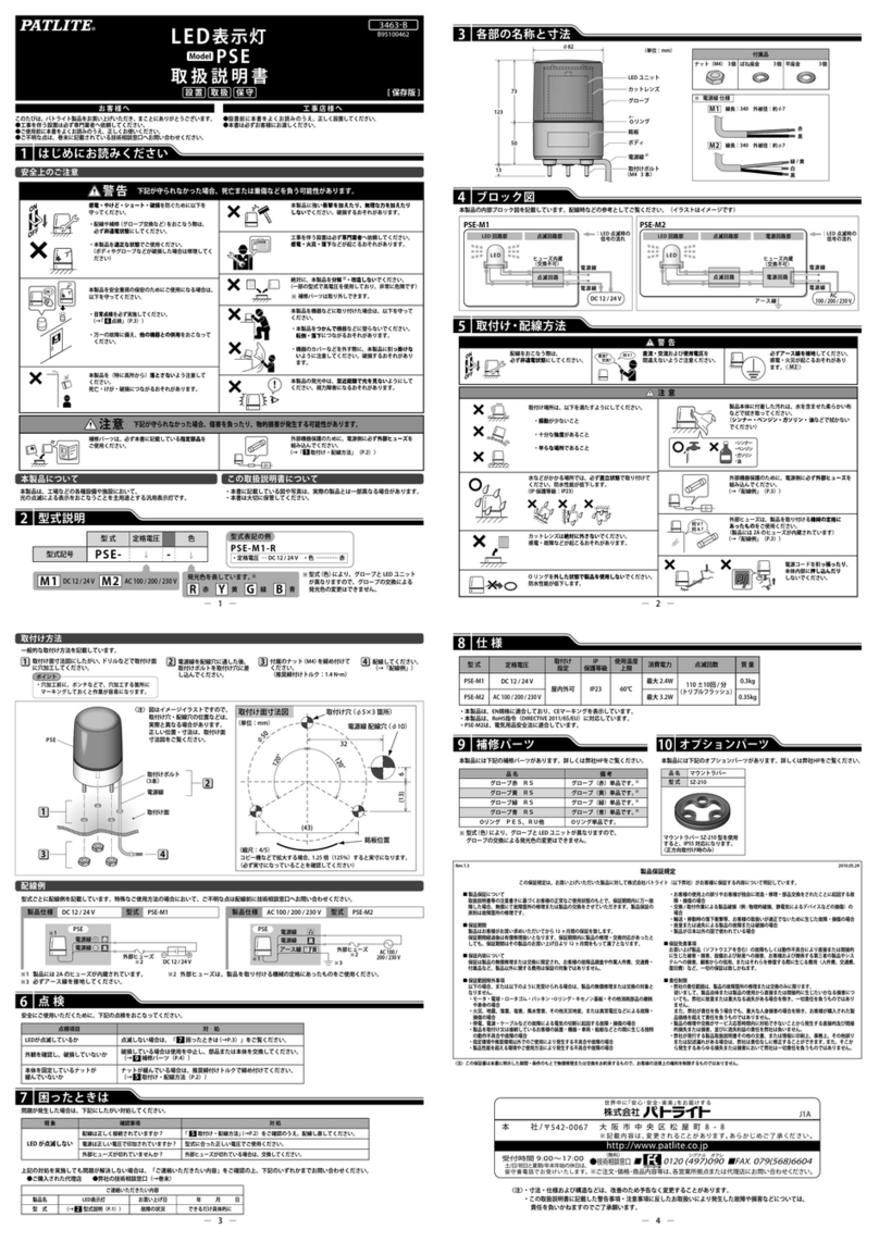 Patlite PSE User manual Patlite PSE User manual