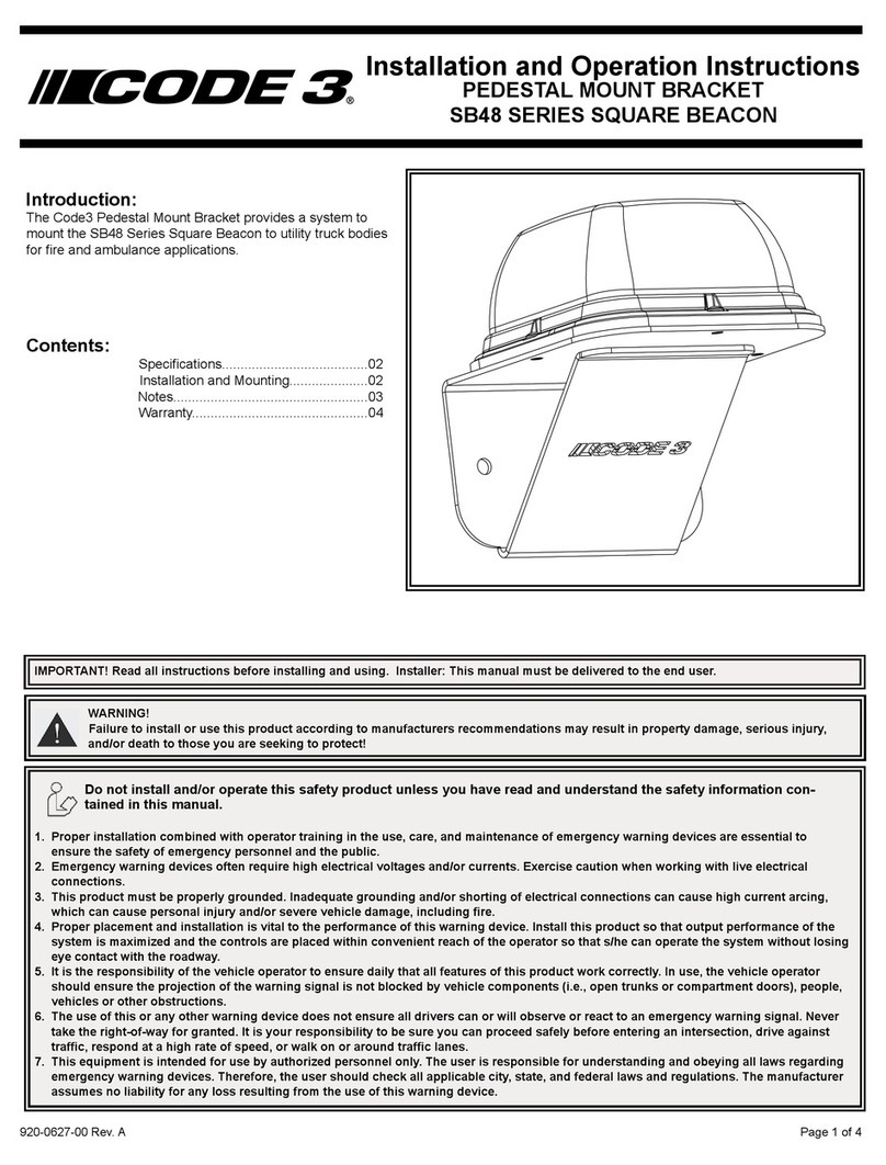 Code 3 Pedestal Mount Bracket User manual