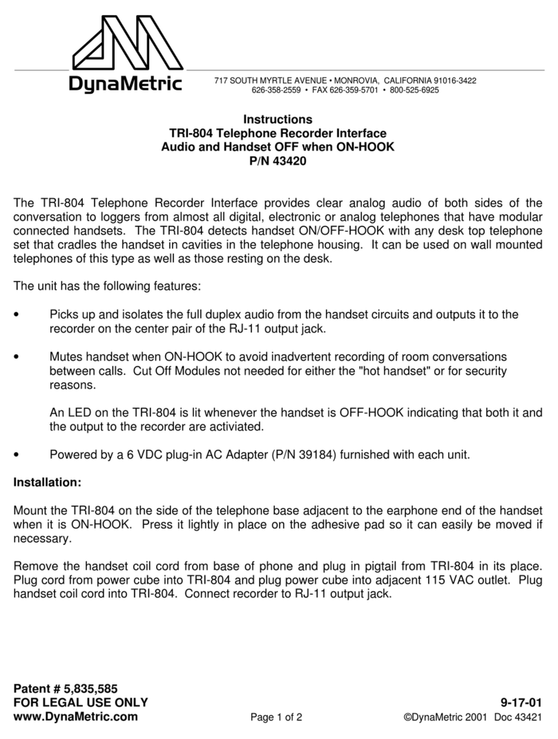 DynaMetric TRI-804 User manual