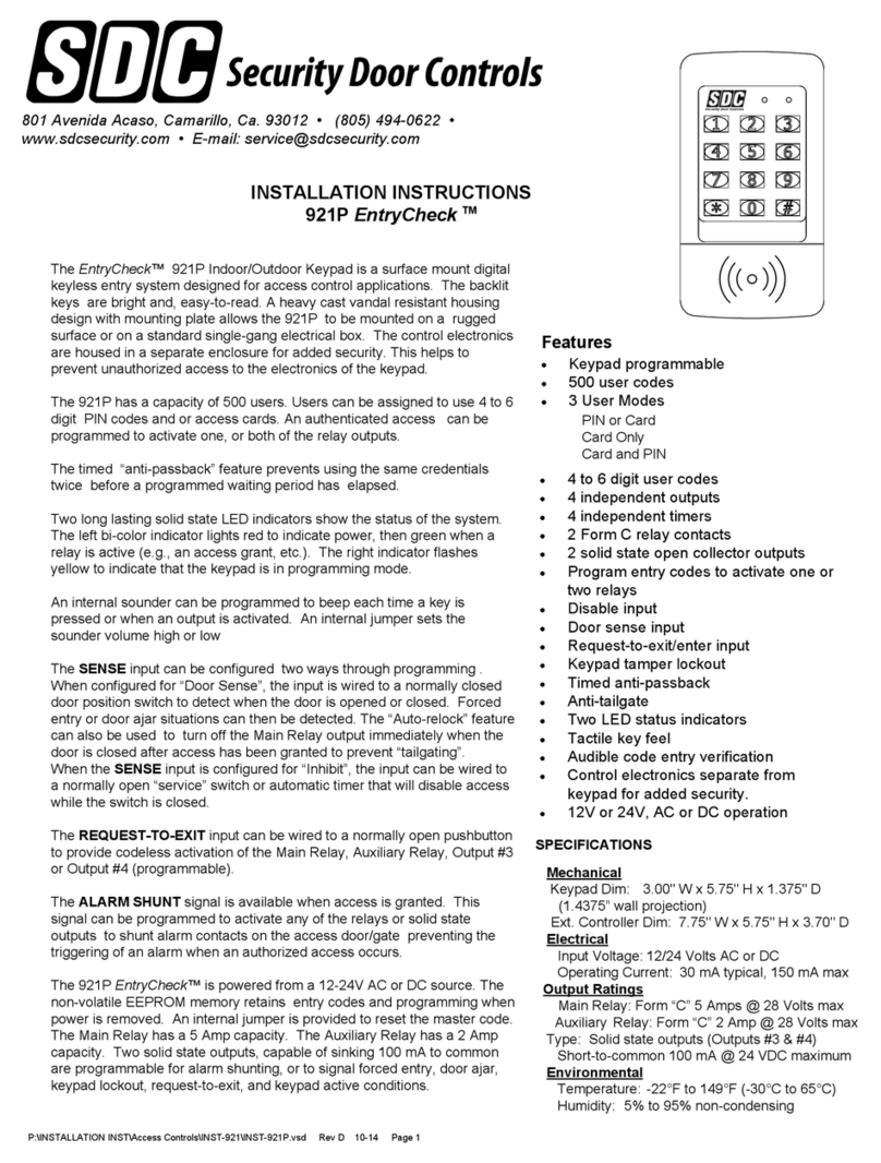 SDC EntryCheck 921P User manual