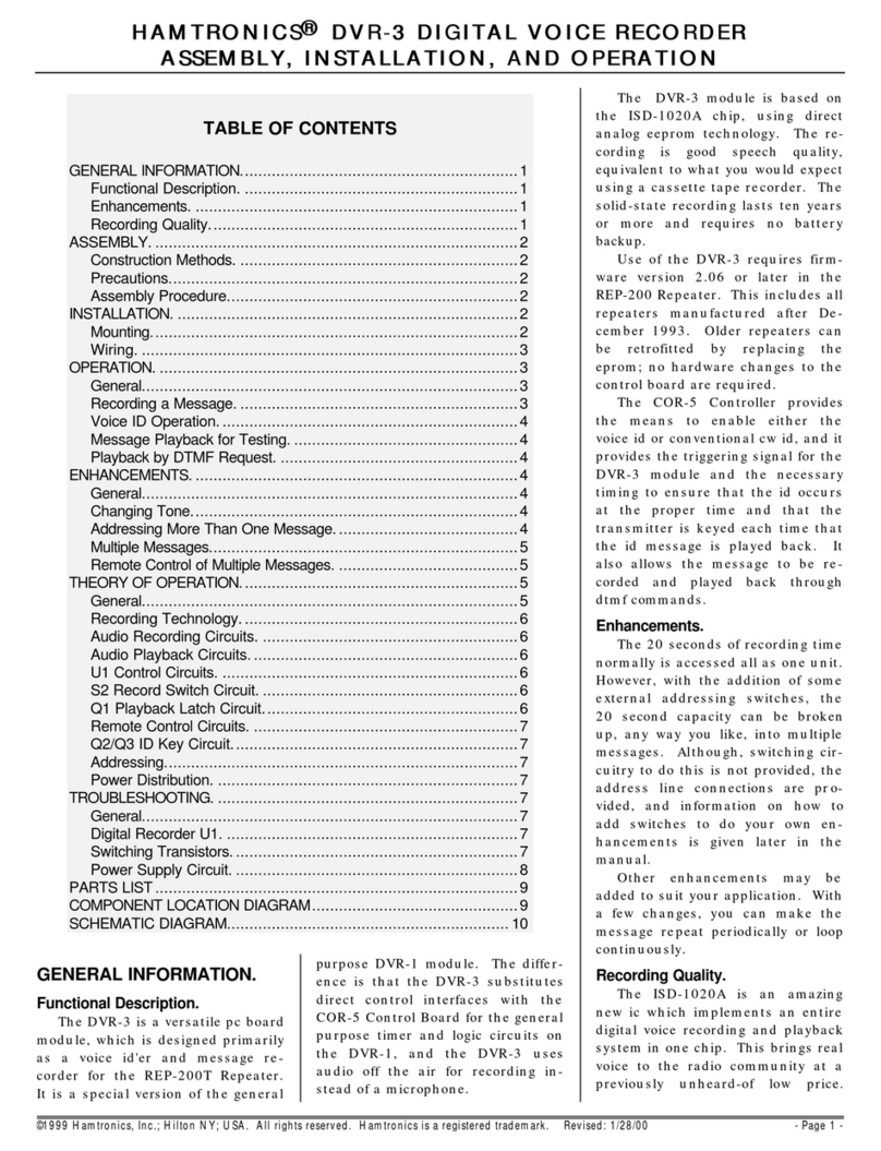 HAMTRONICS DVR-3 Owner's manual