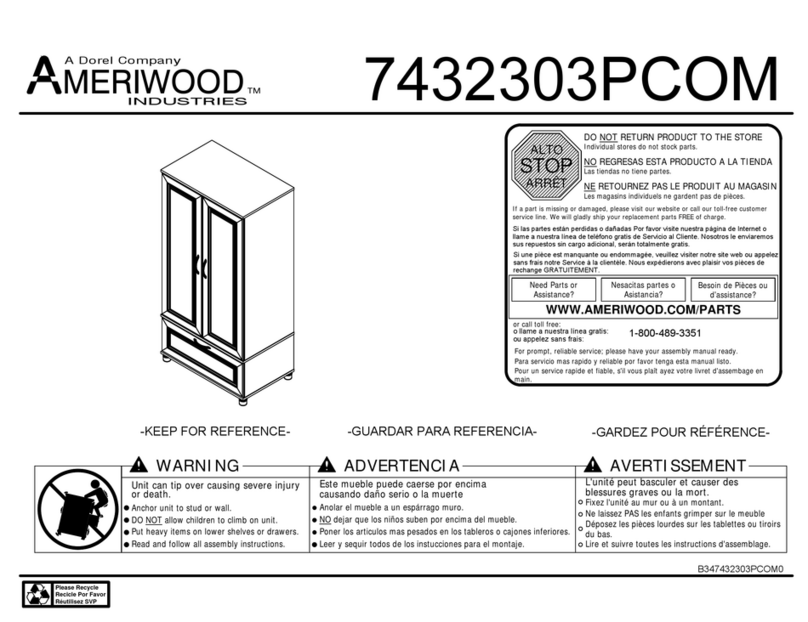 Dorel AMERIWOOD INDUSTRIES 7432303PCOM User manual
