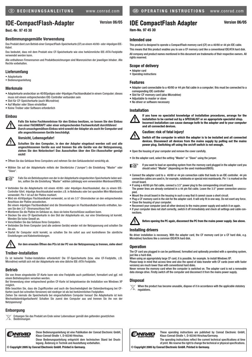 Conrad Electronic CompactFlash User manual