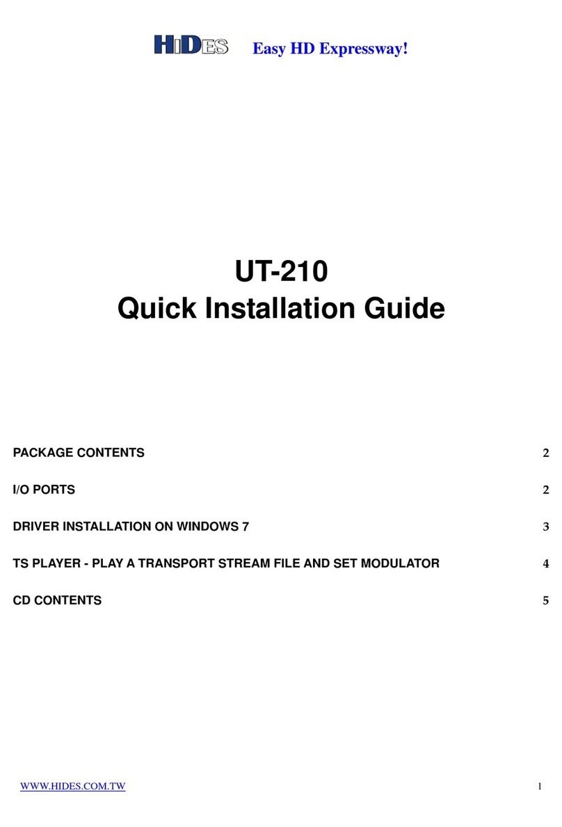 Hides UT-210 Quick installation guide