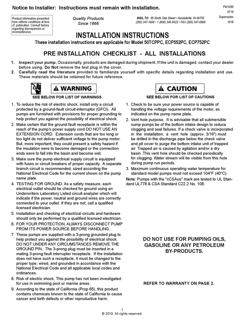 Flint & Walling 50TCPPC User manual Flint & Walling 50TCPPC User manual