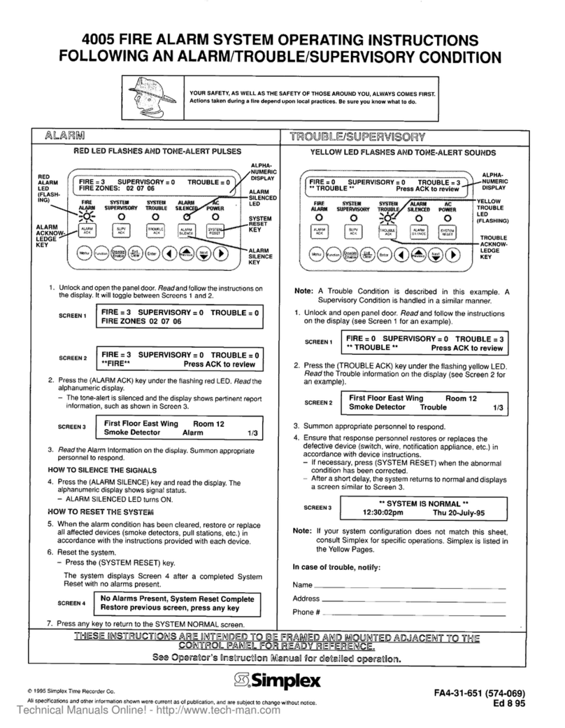 Simplex LifeAlarm 4005 Series User manual