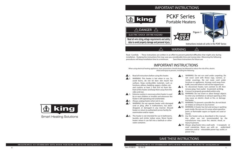 KING PCKF Series Installation instructions manual