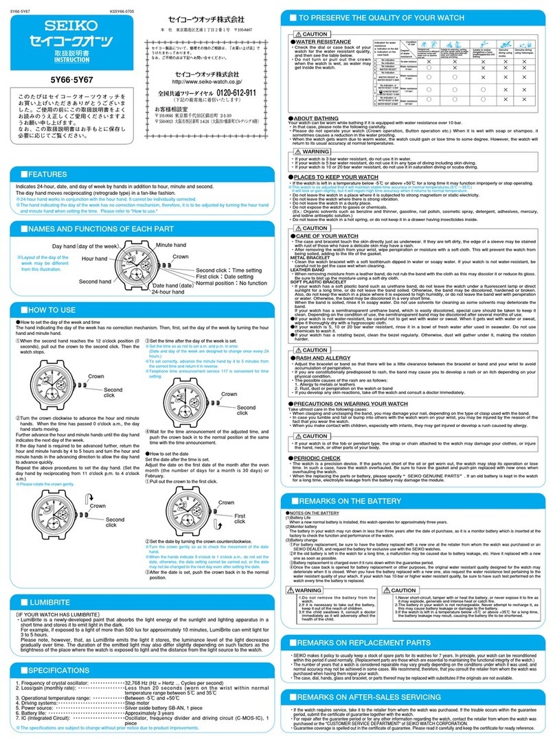 Seiko 5Y66 User manual