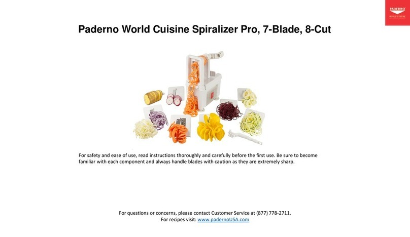 Paderno World Cuisine Spiralizer Pro User manual