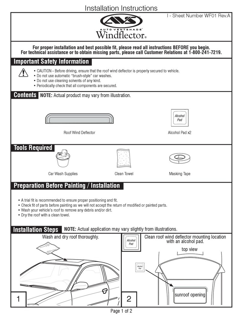 Auto Ventshade Windflector User manual