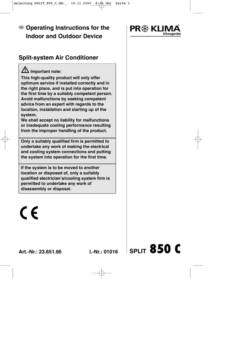 ProKlima SPLIT 850 C User manual