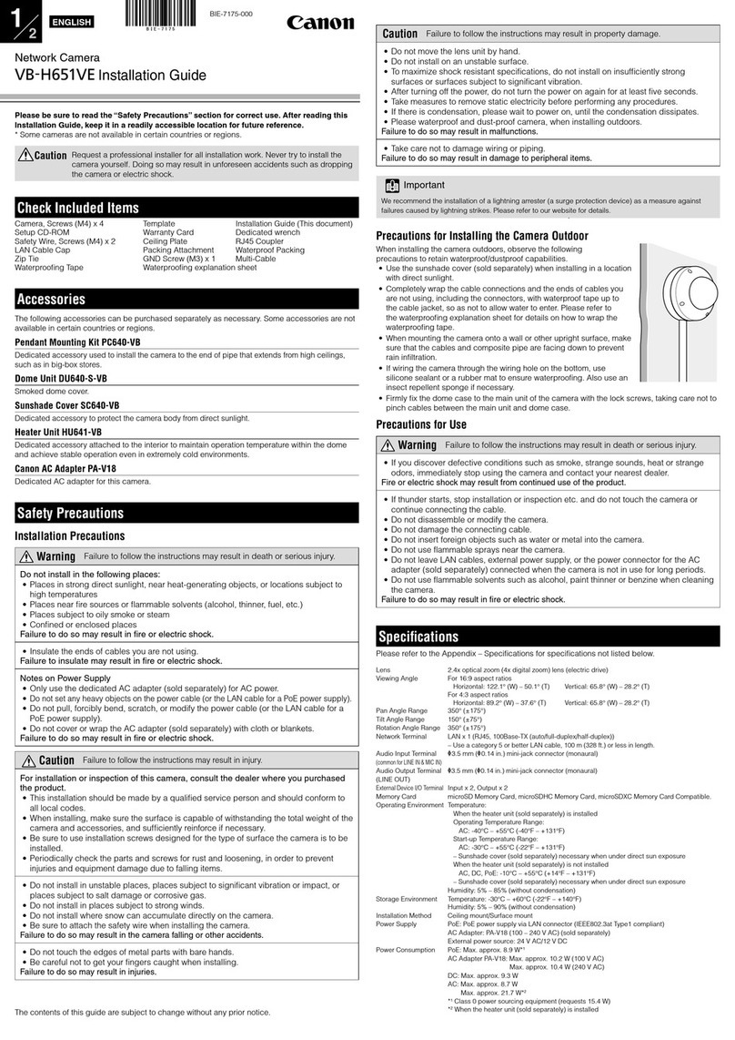 Canon VB-H651VE User manual