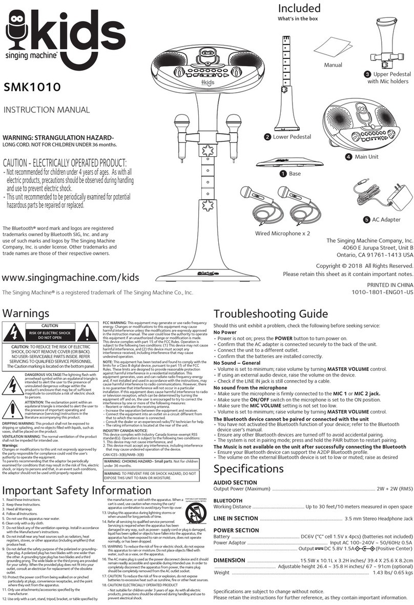 The Singing Machine SMK1010 instruction manual