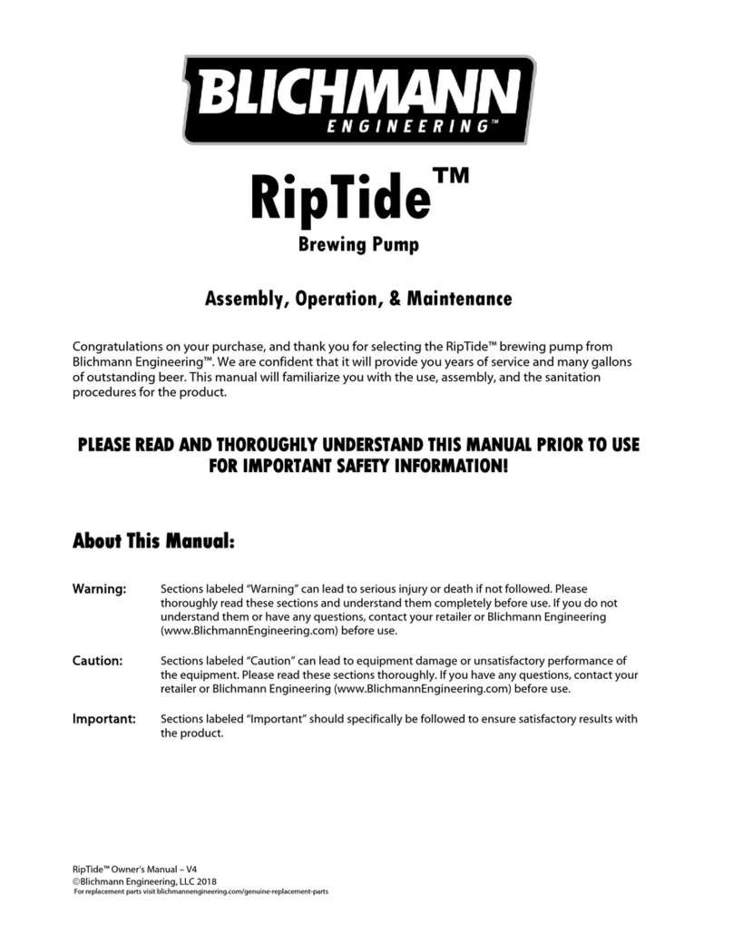 Blichmann RipTide Installation instructions