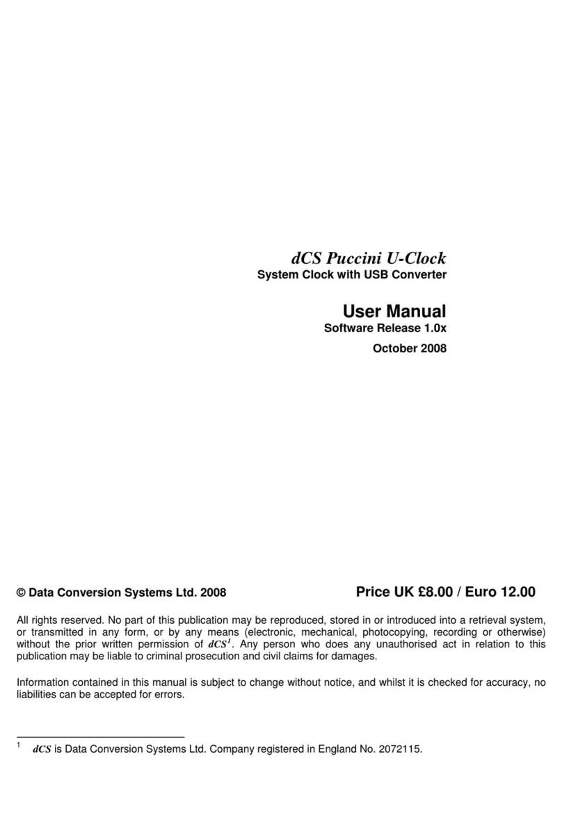 Data Conversion Systems dCS Puccini U-Clock User manual
