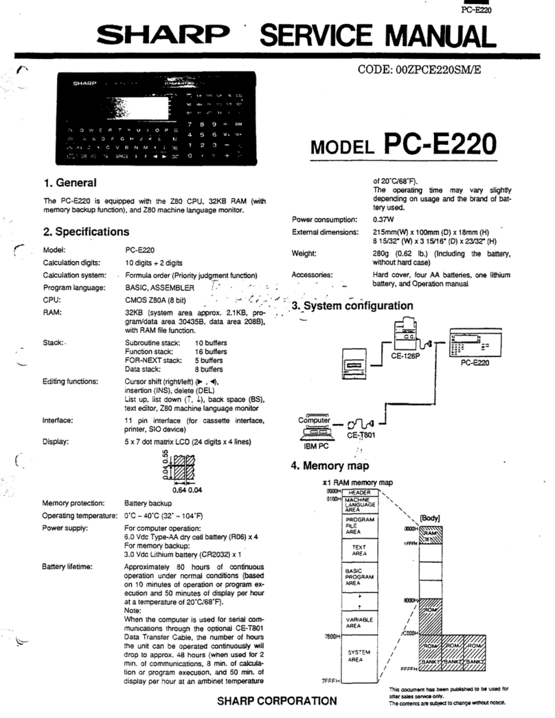 Sharp PC-E220 User manual