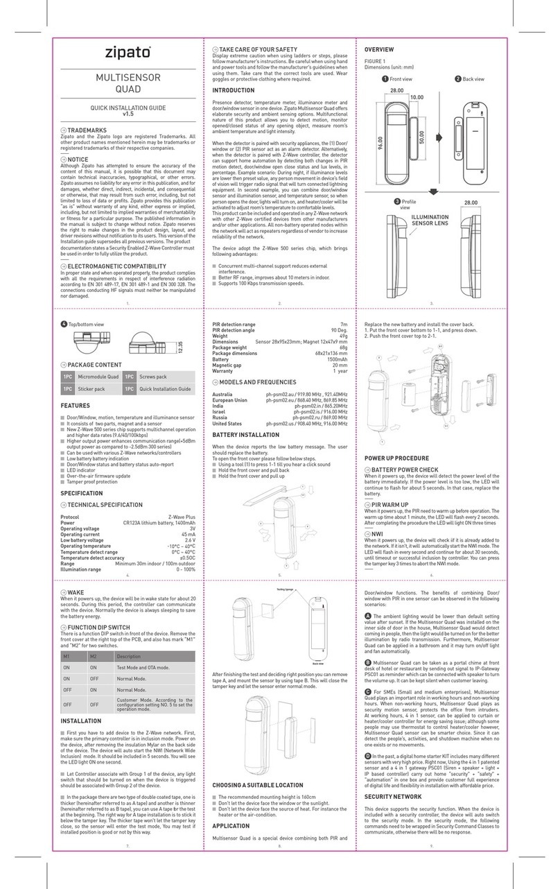 Zipato MULTISENSOR QUAD User manual