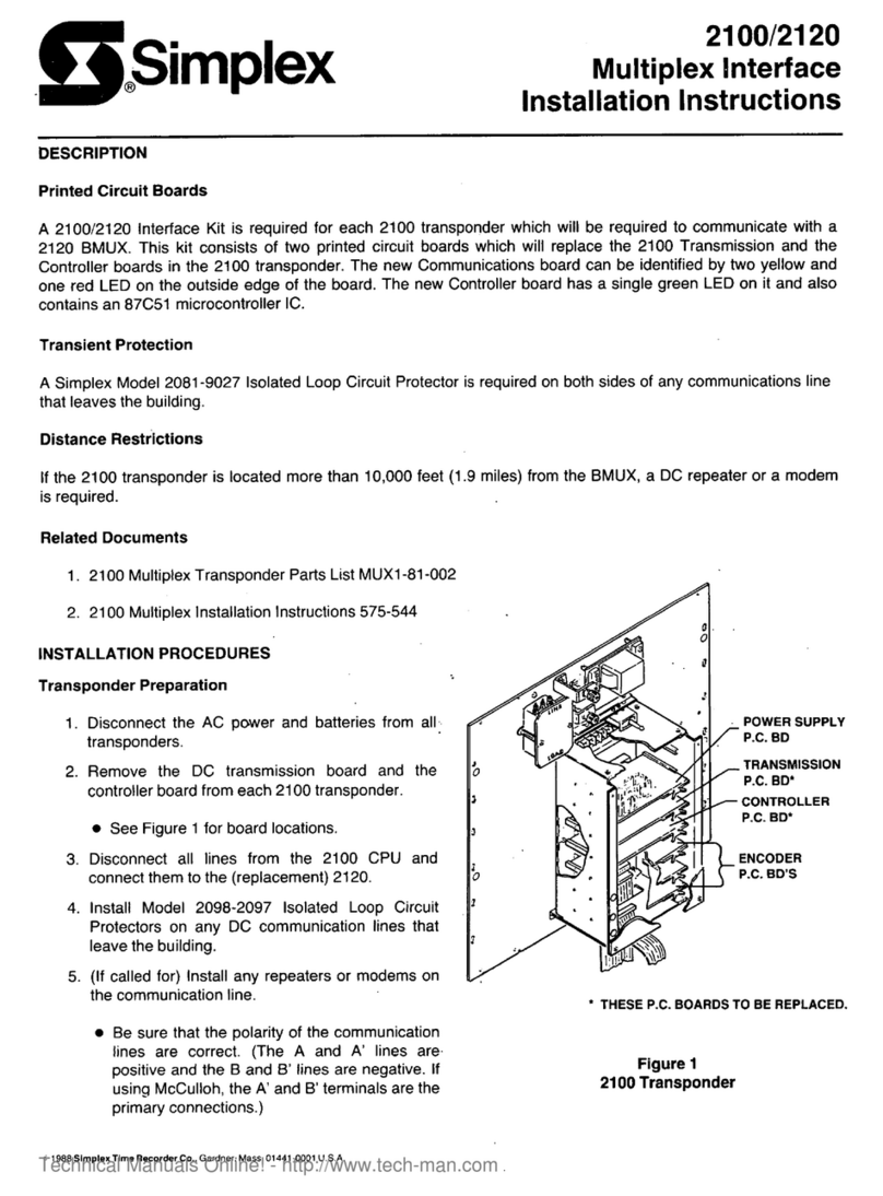 Simplex 2100 User manual