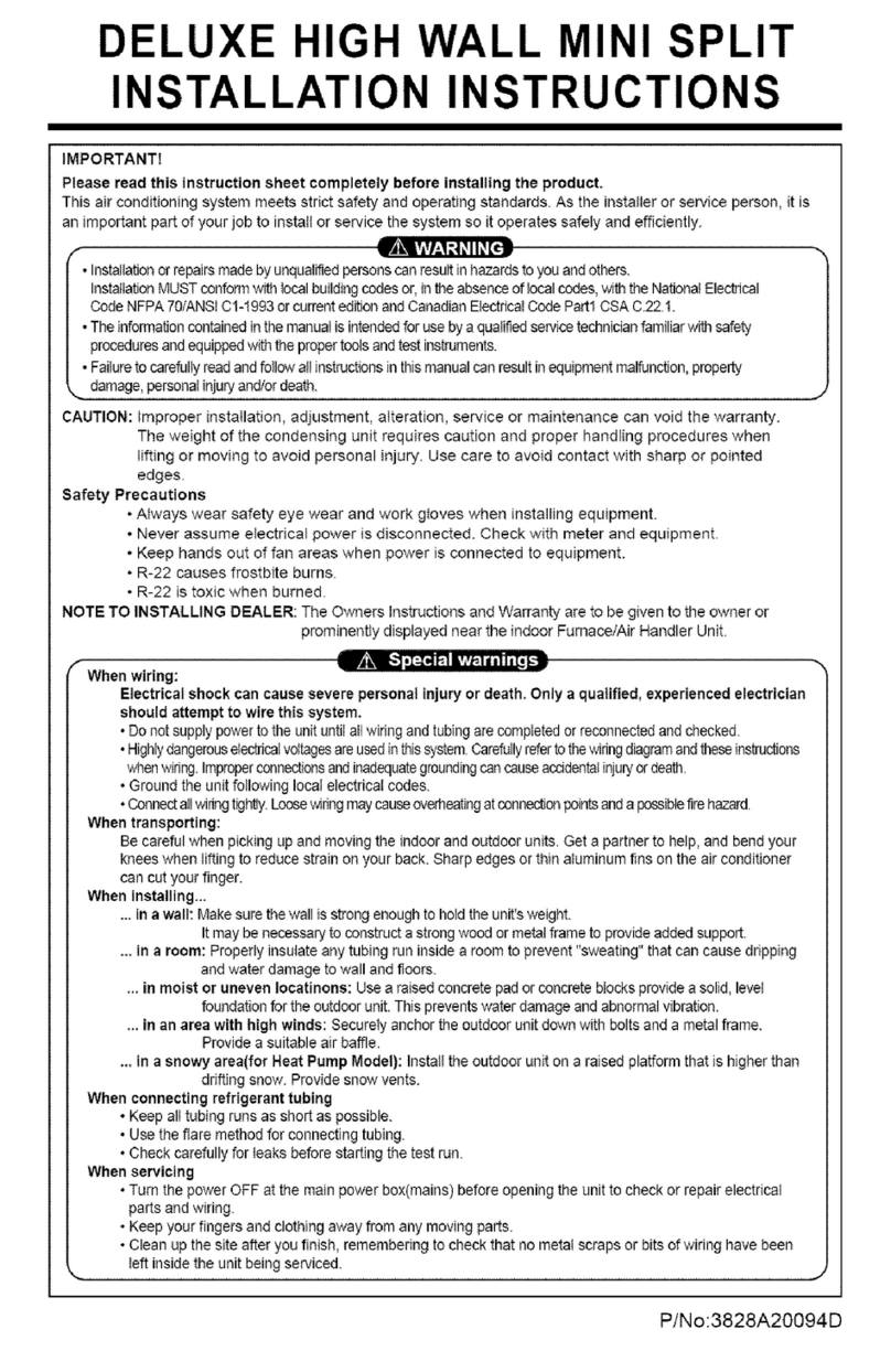 LG DELUXE HIGH WALL MINI SPLIT User manual
