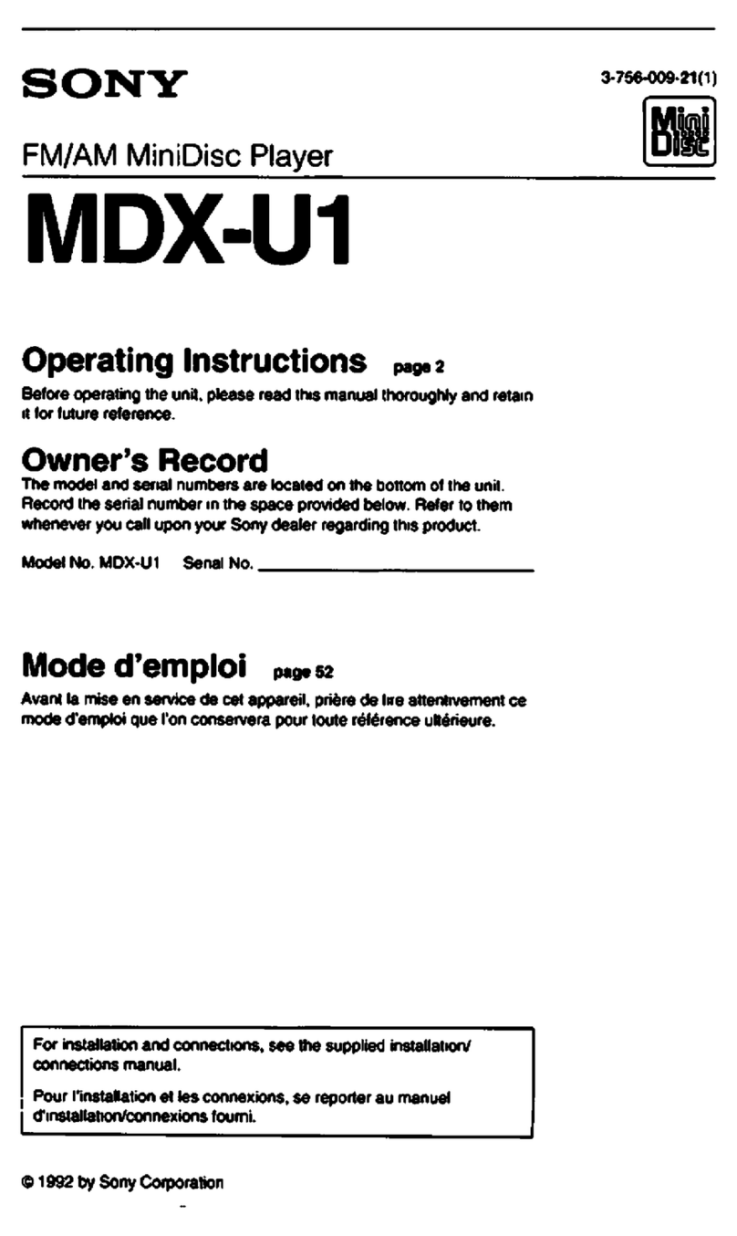 Sony MDX-U1 User manual