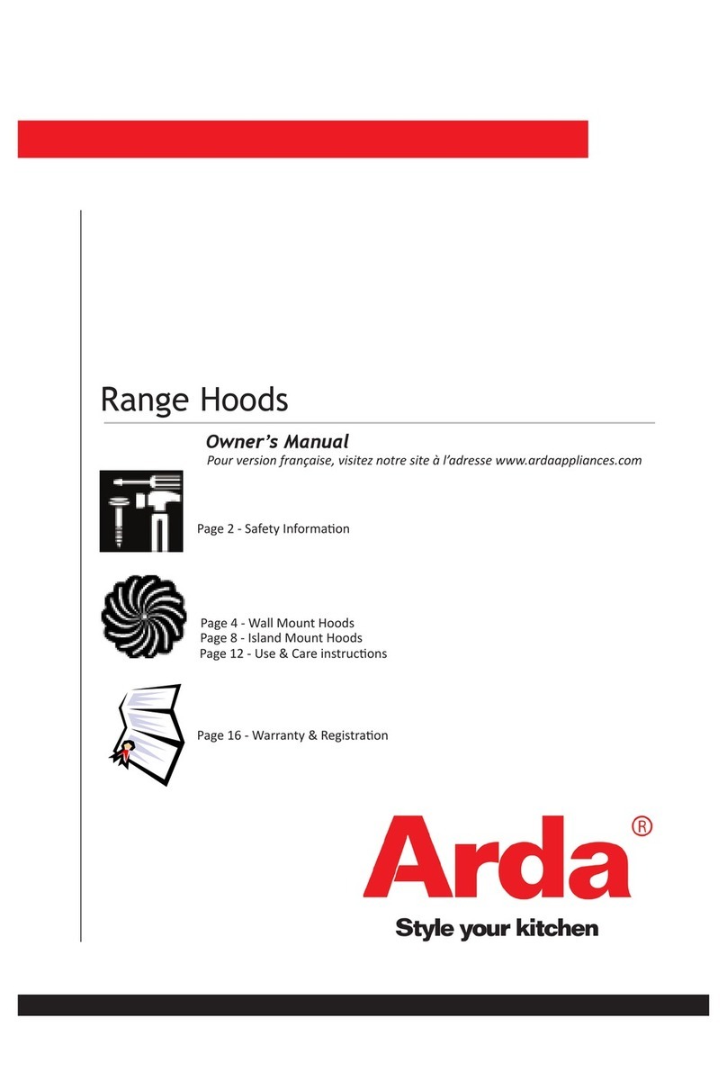 Arda range hood User manual