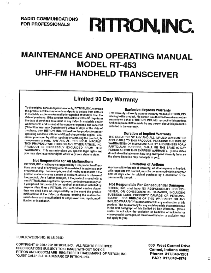 Ritron RT-453 Operating and maintenance manual