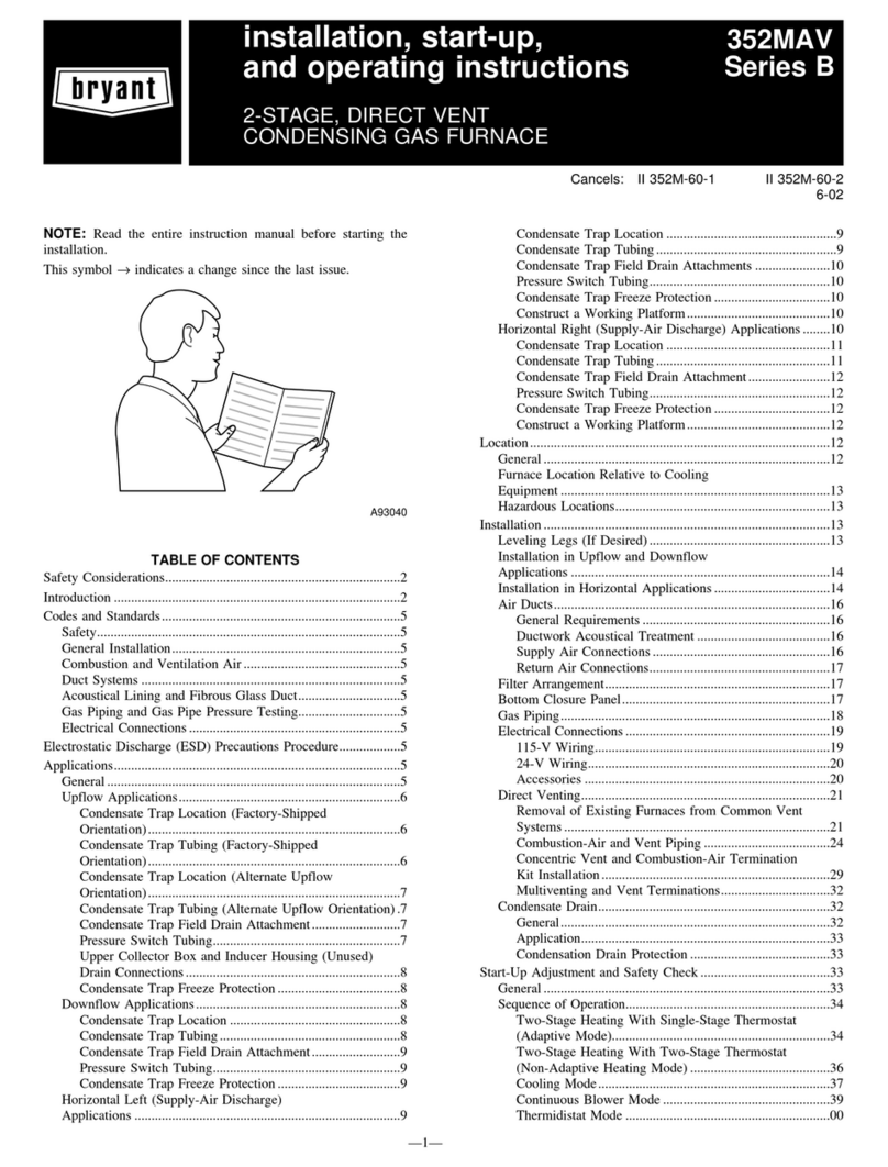 Bryant CONDENSING GAS FURNACE 352MAV Instructions and recipes