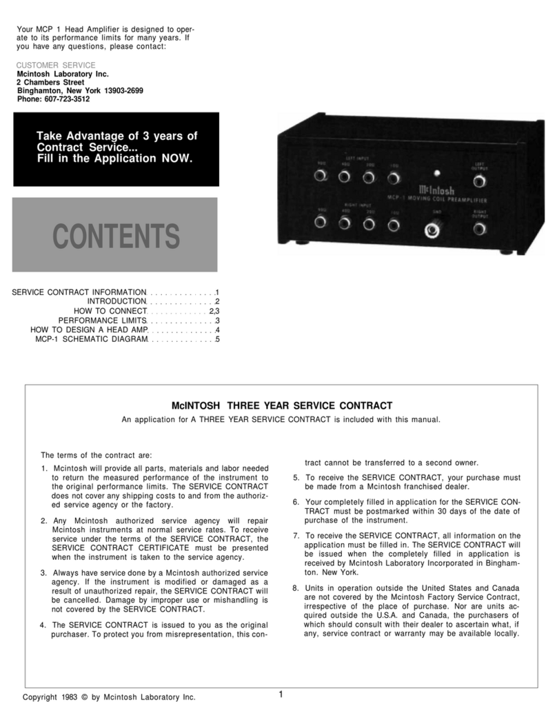 McIntosh MCP 1 User manual