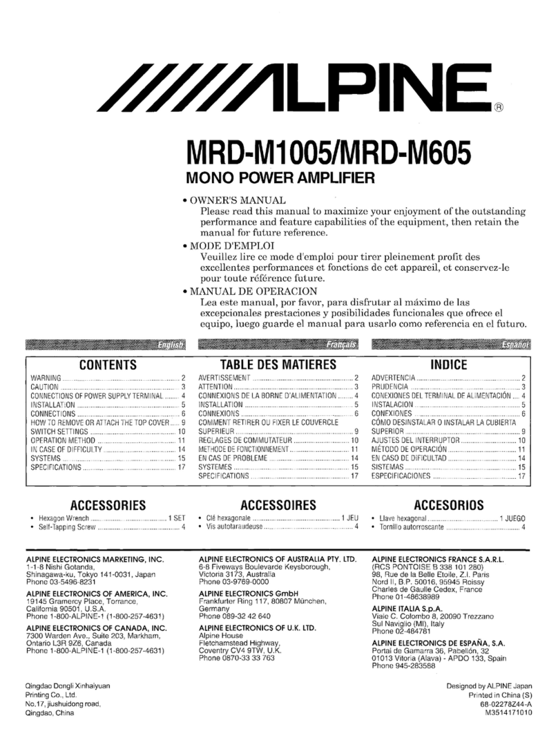 Alpine MRD-M1005 User manual