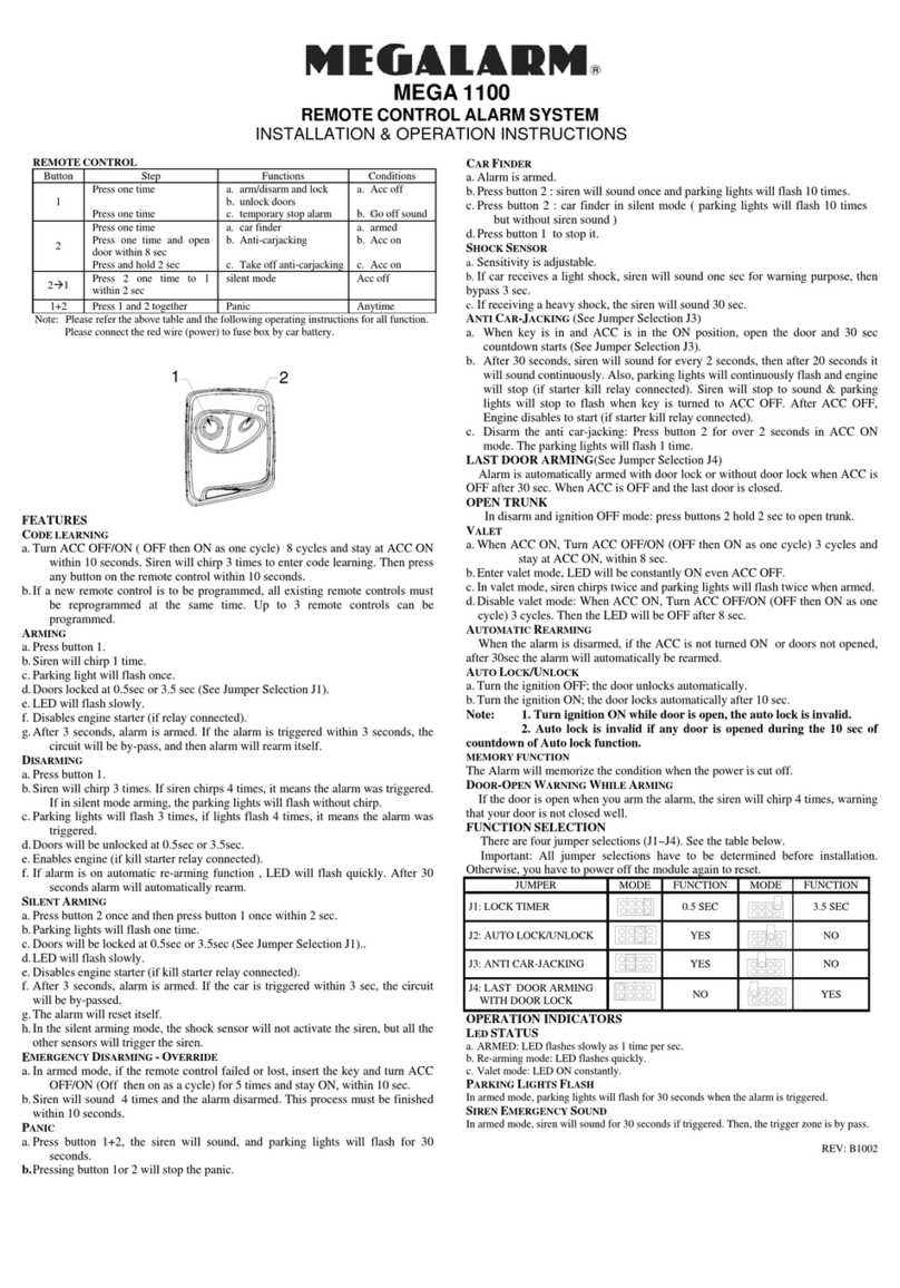 Megalarm Mega 1100 Installation instructions