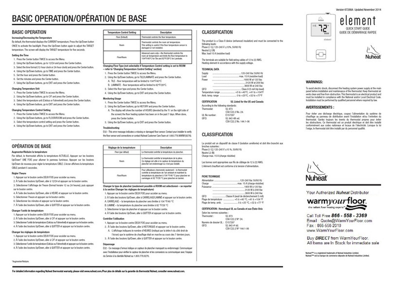Nu-Heat ELEMENT User manual
