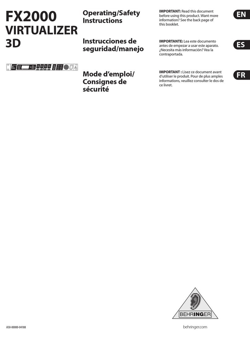 Behringer VIRTUALIZER 3D FX2000 Quick guide Behringer VIRTUALIZER 3D FX2000 Quick guide