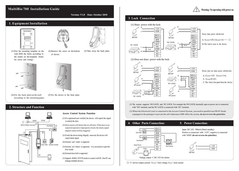 Zksoftware MultiBio 700 User manual