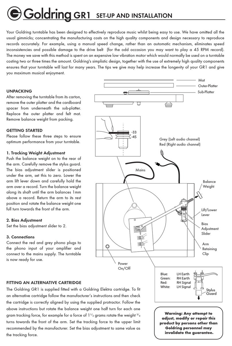 Goldring GR1 Operating and safety instructions