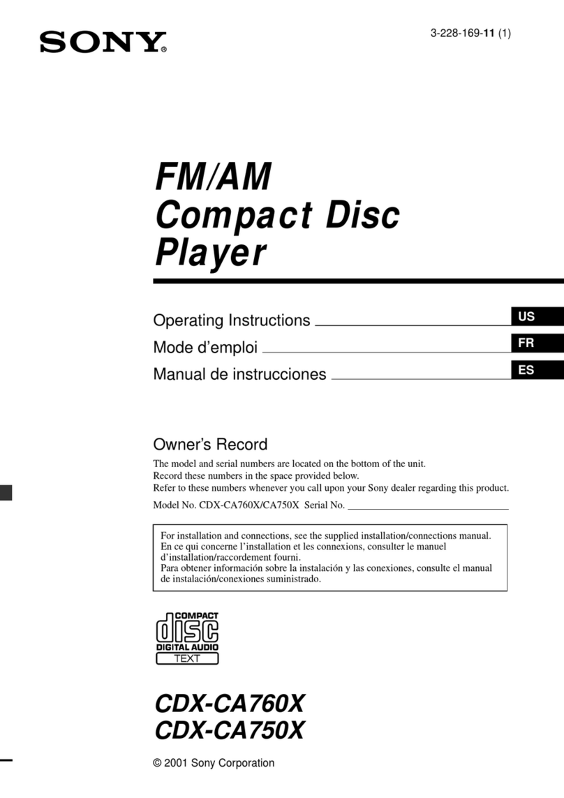 Sony CDX-CA760X - Fm/am Compact Disc Player User manual