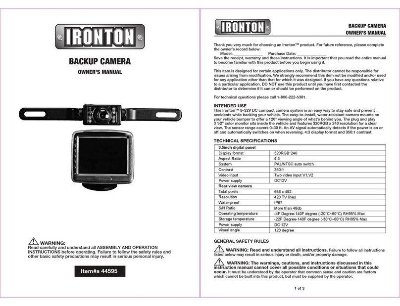 Ironton BACKUP CAMERA User manual