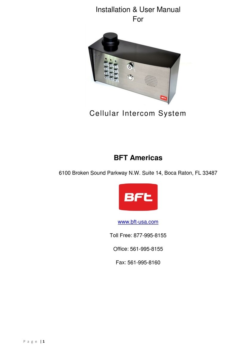 BFT Cellular Intercom System Instruction Manual