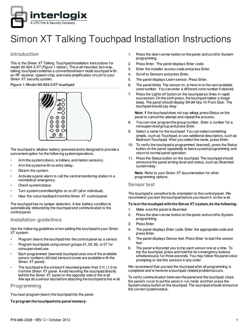 Interlogix Simon XT User manual Interlogix Simon XT User manual