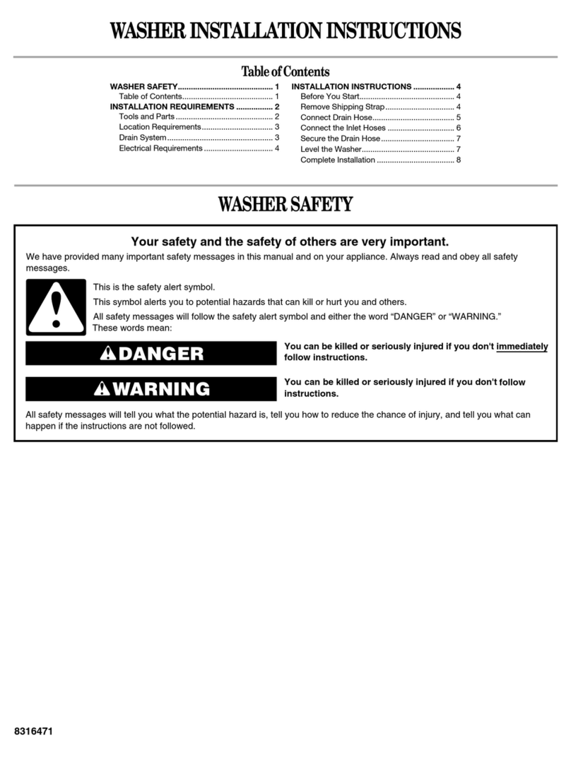 Whirlpool WASHER User manual